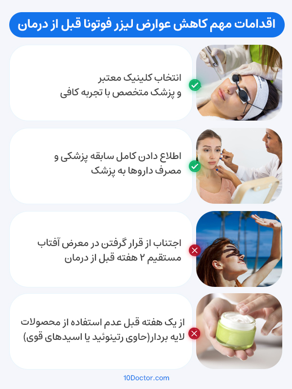 اقدامات مهم کاهش عوارض لیزر فوتونا