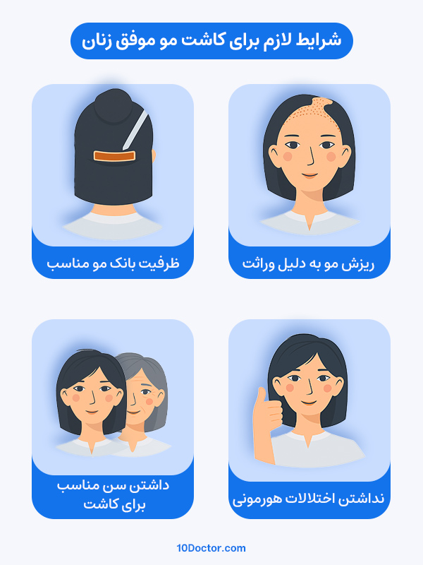 شرایط لازم برای کاشت مو موفق زنان